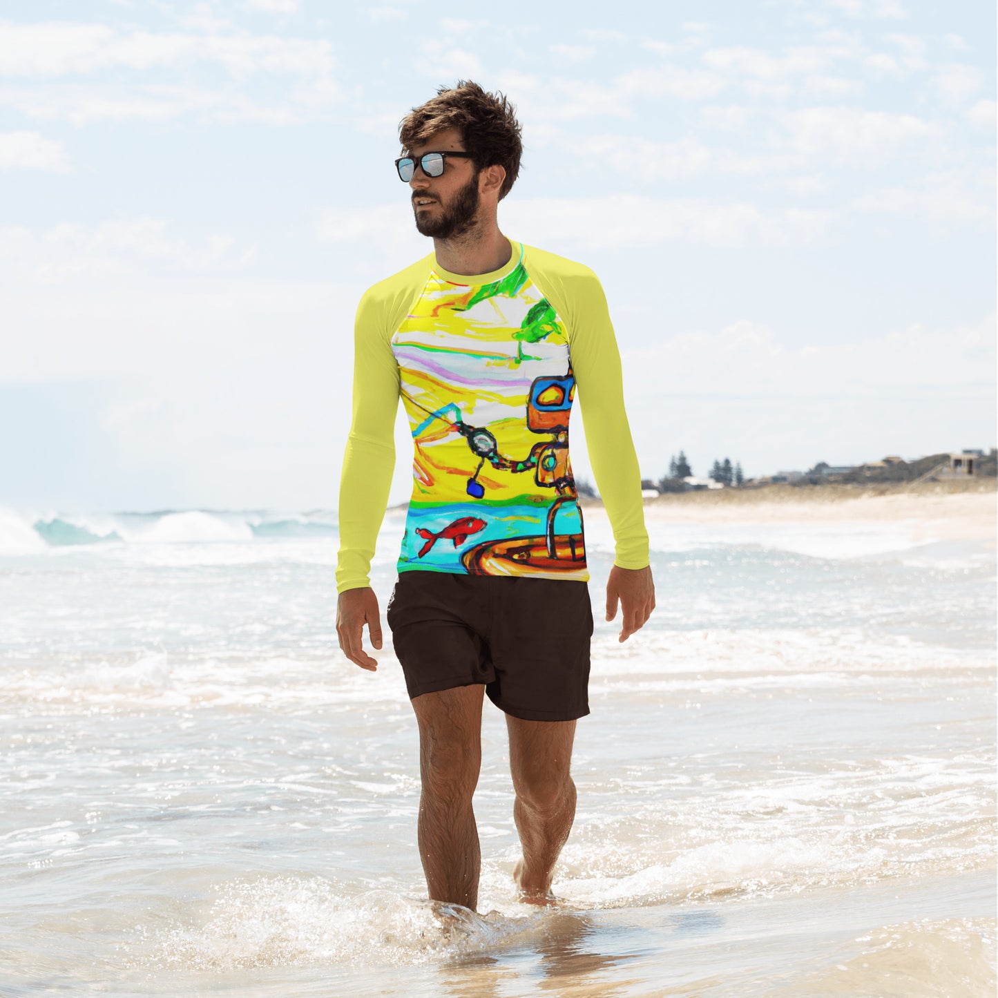Men's Performance Gear Fishing Robot Rash Guard