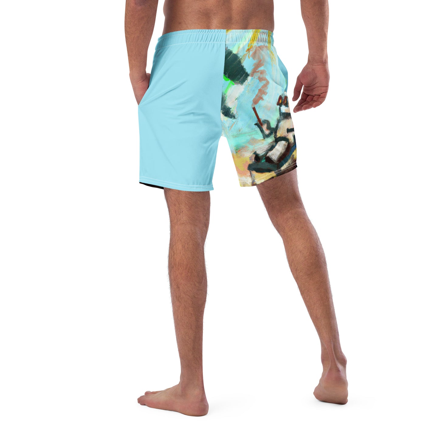 Men's Swim Shorts Smoking Robot Coastal Calamity