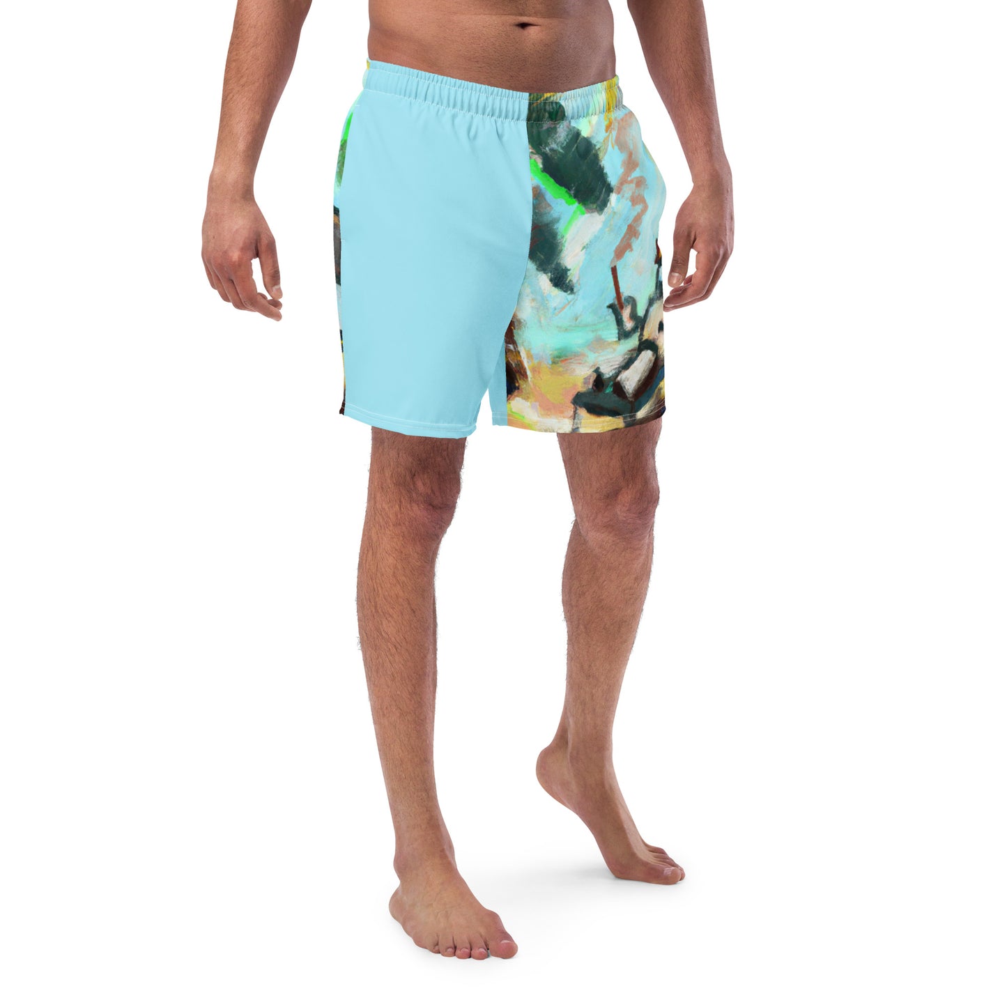 Men's Swim Shorts Smoking Robot Coastal Calamity