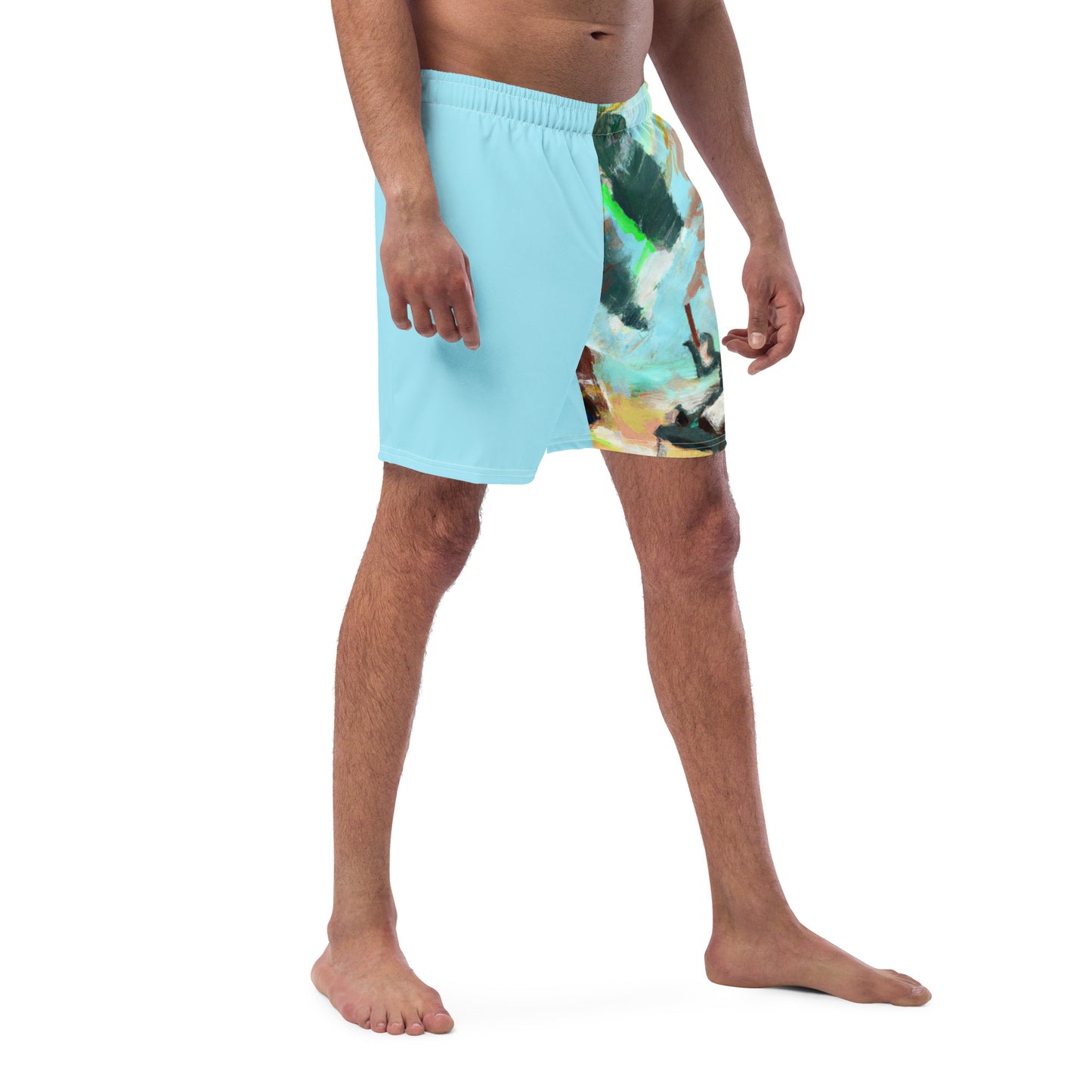 Men's Swim Shorts Smoking Robot Coastal Calamity