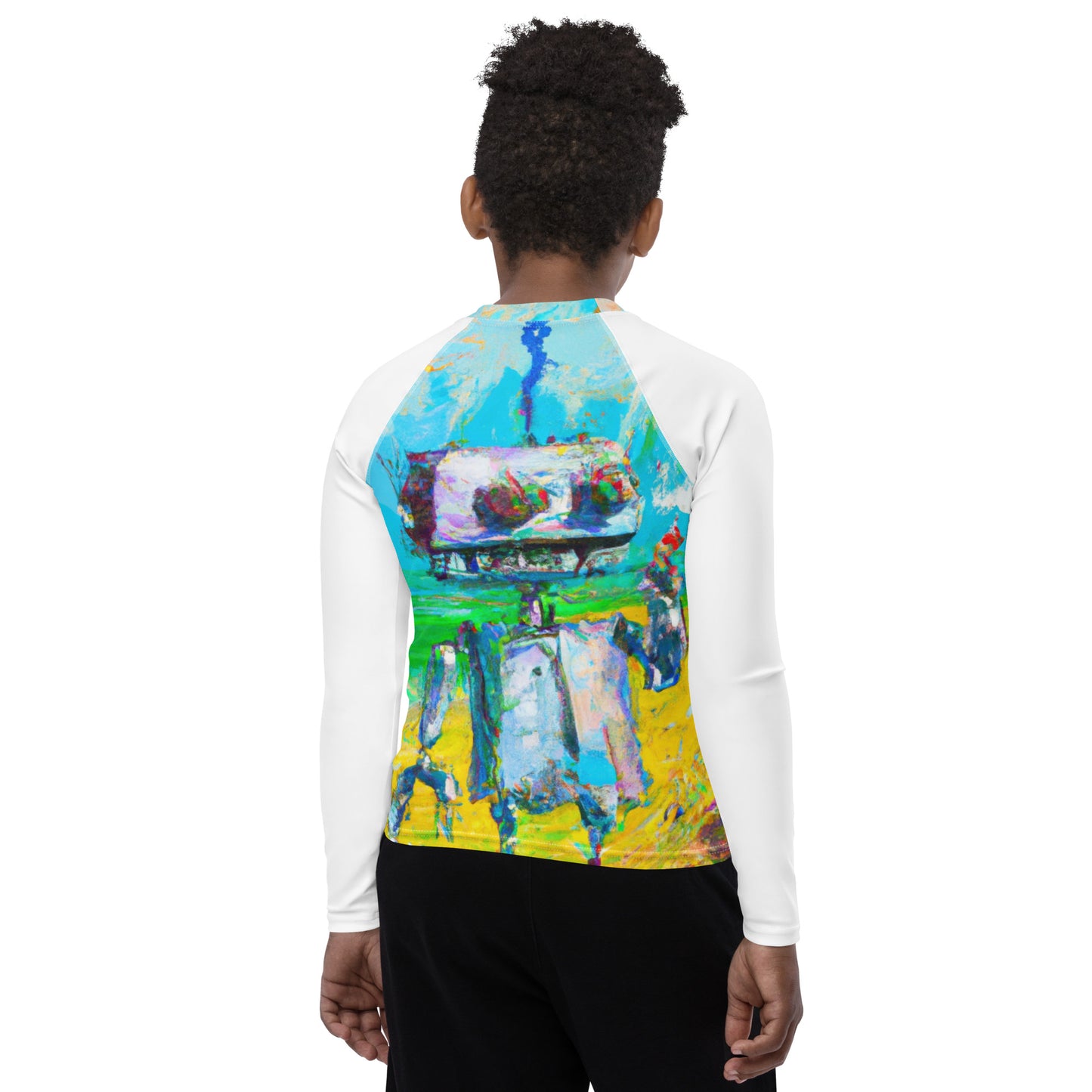 Youth Performance Gear Smiling Robot Rash Guard