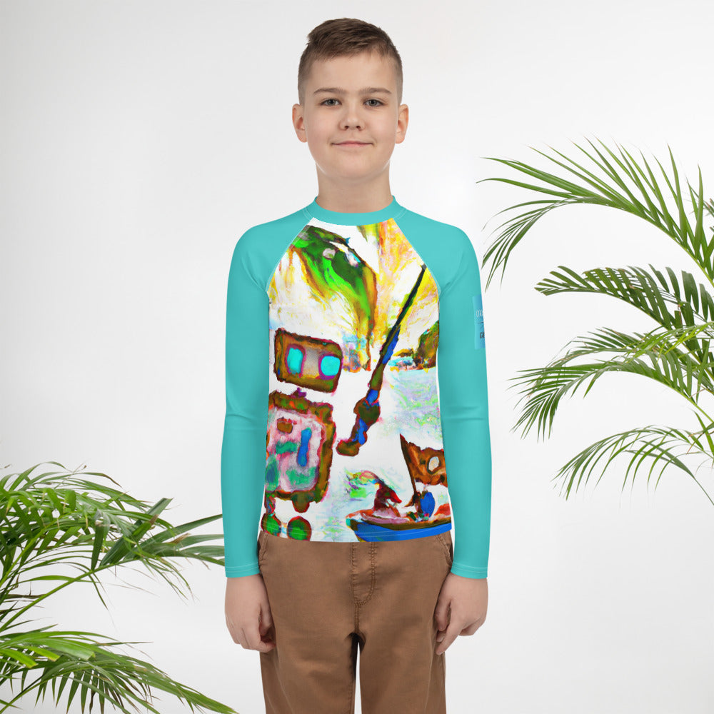 Youth Performance Gear Fishing Robot Rash Guard