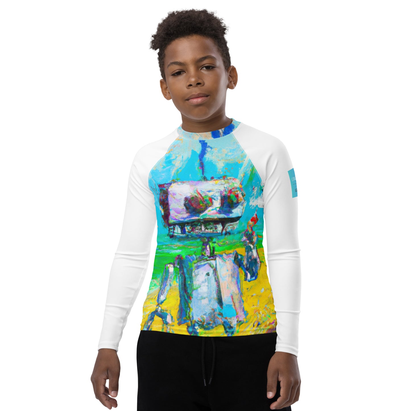 Youth Performance Gear Smiling Robot Rash Guard