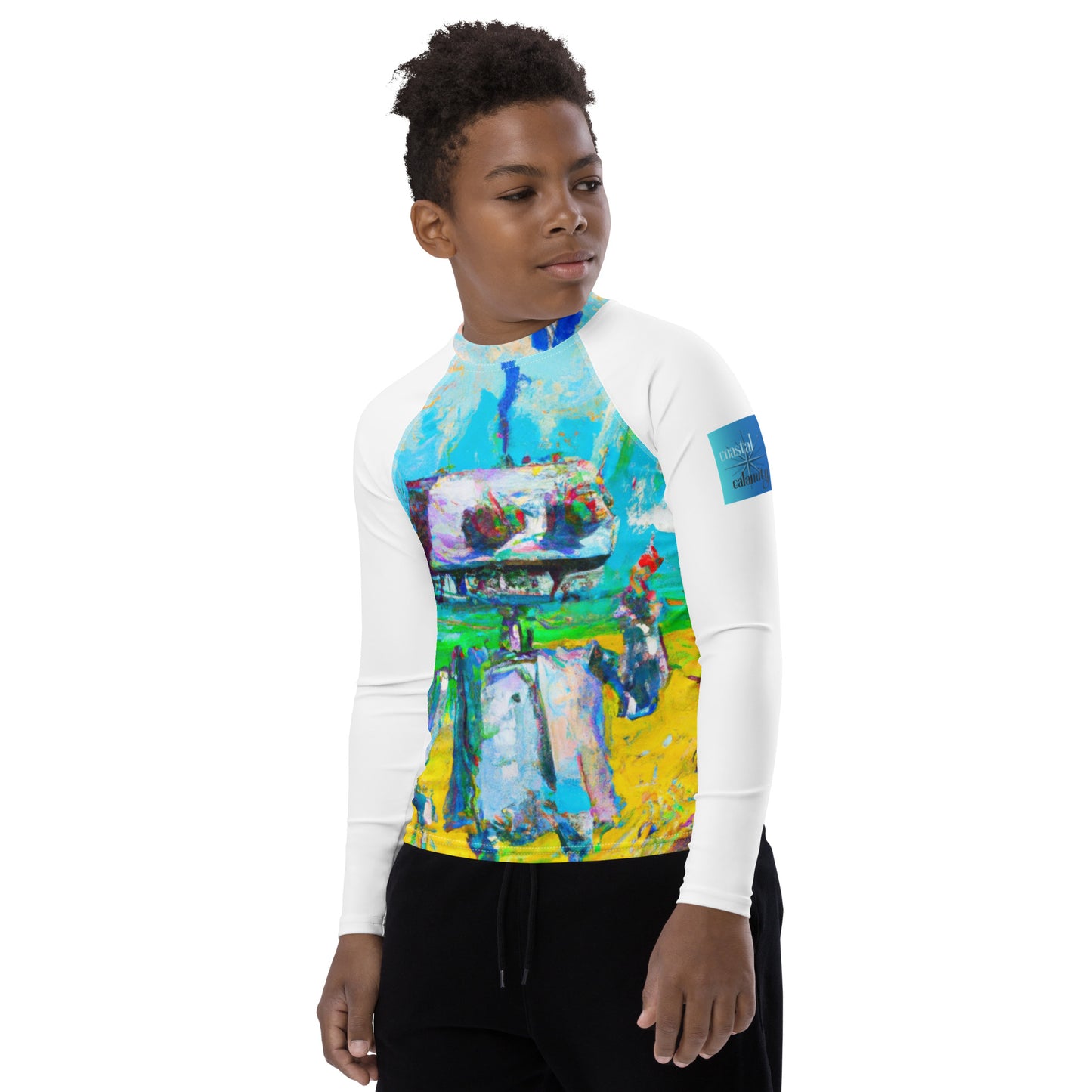 Youth Performance Gear Smiling Robot Rash Guard