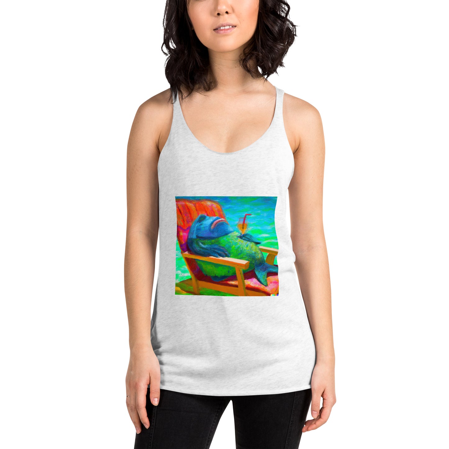 Women's Racerback Color Choice Tank Thirsty Fish Coastal Calamity