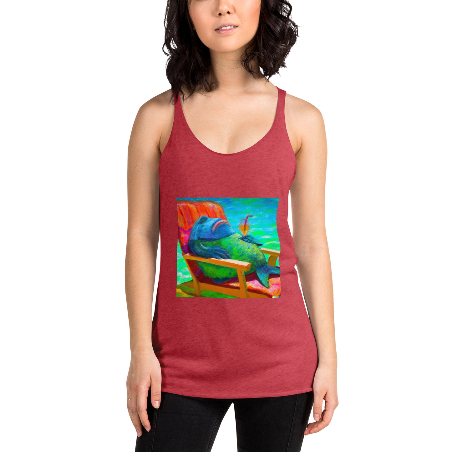 Women's Racerback Color Choice Tank Thirsty Fish Coastal Calamity
