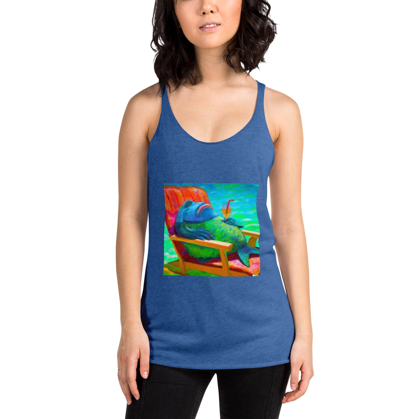 Women's Racerback Color Choice Tank Thirsty Fish Coastal Calamity