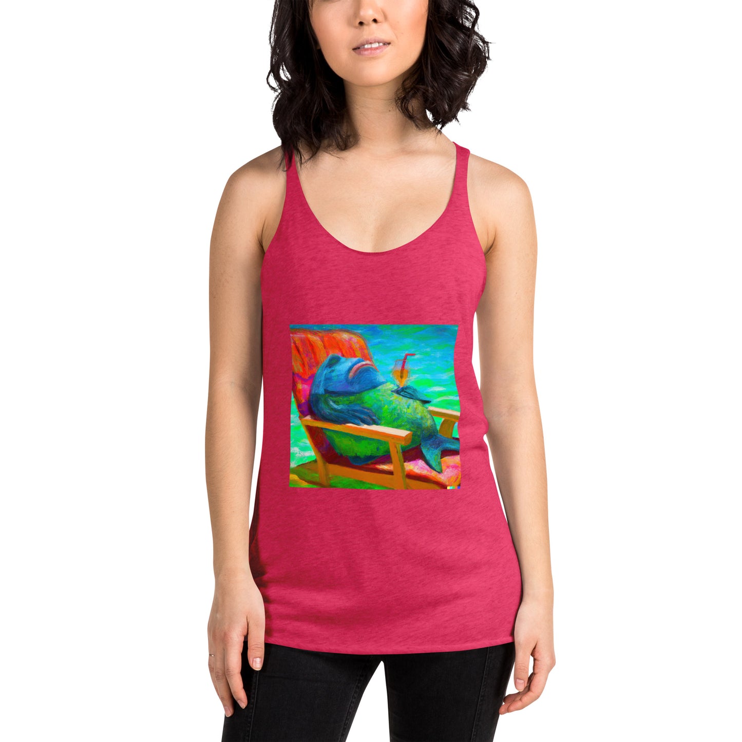 Women's Racerback Color Choice Tank Thirsty Fish Coastal Calamity