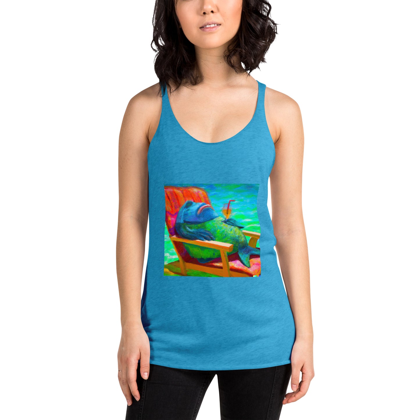 Women's Racerback Color Choice Tank Thirsty Fish Coastal Calamity