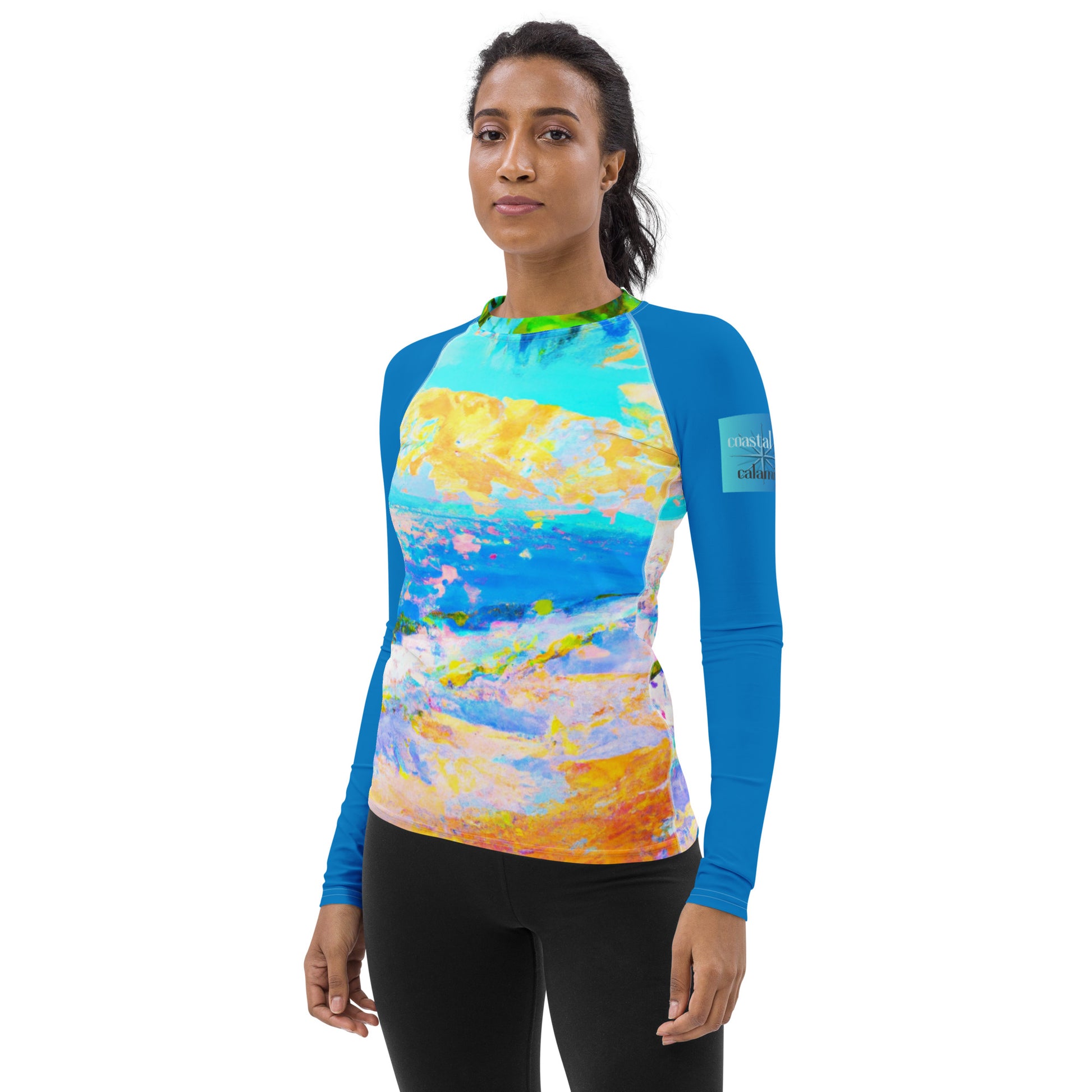 calamity gear Women's Performance Gear Monet-ish Beach Rash Guard – Coastal Calamity